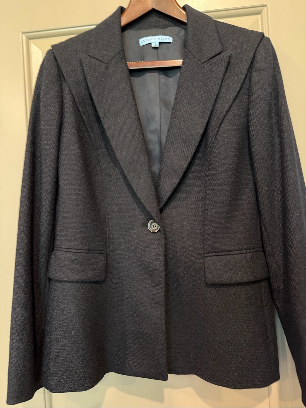 ANTONIO MELANI Black Textured Single-Button Blazer